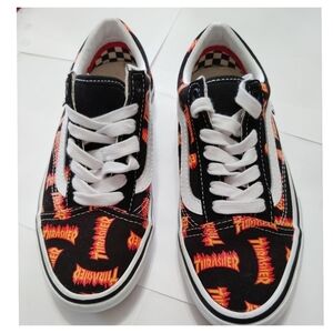 Vans Thrasher x Skate Old Skool Allover Thrasher Flame Logo Mens Sneakers Size 4